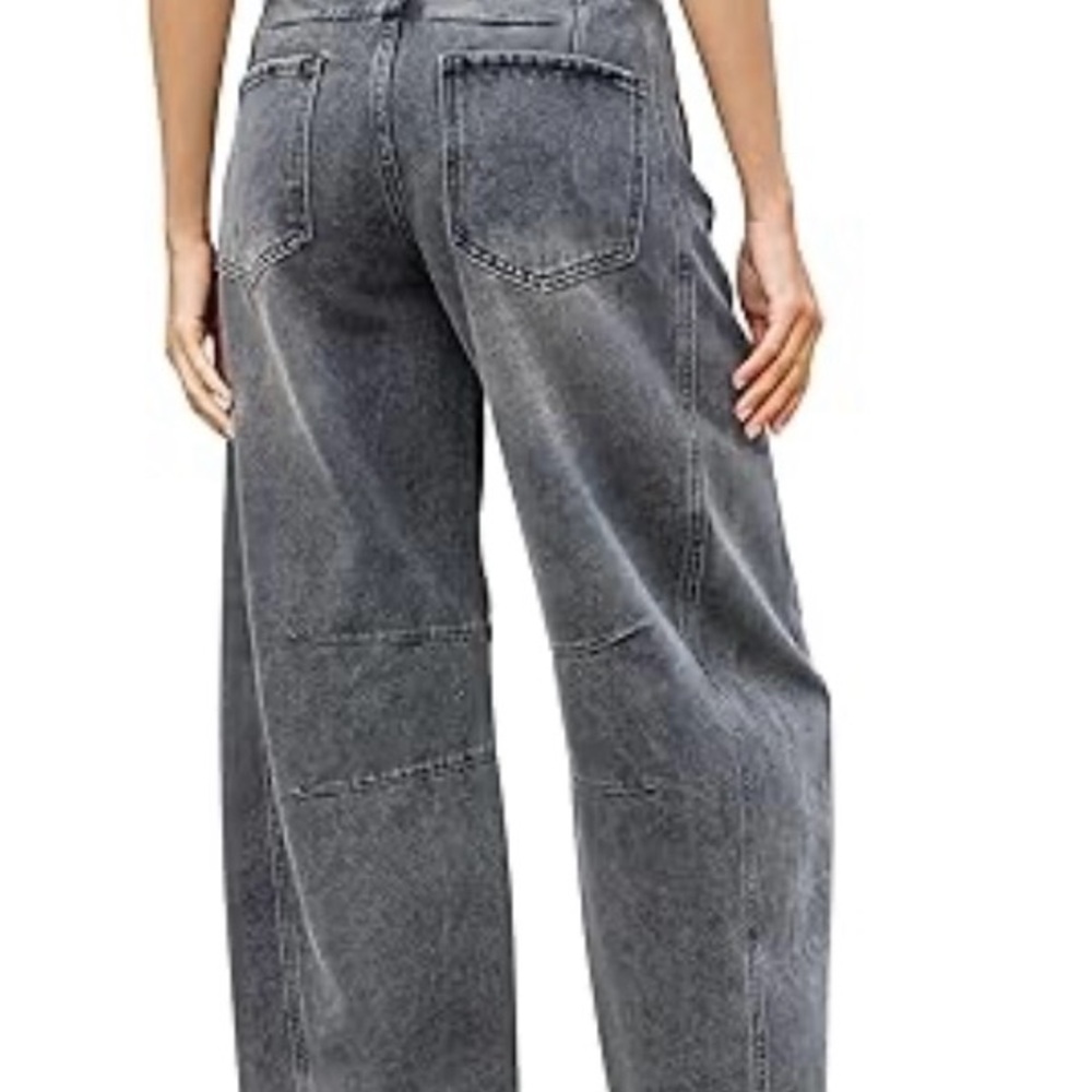 HUNGSON Women's Barrel Jeans Wide Leg Mid Rise Loose Y2k Baggy Jeans Denim NWT - Picture 2 of 6